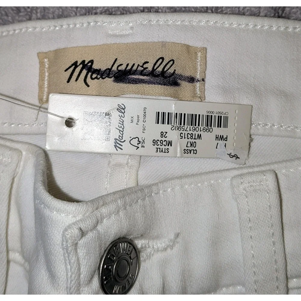 Madewell Stovepipe Jeans White High Rise Straight Leg‎ Size 28 NWT $128